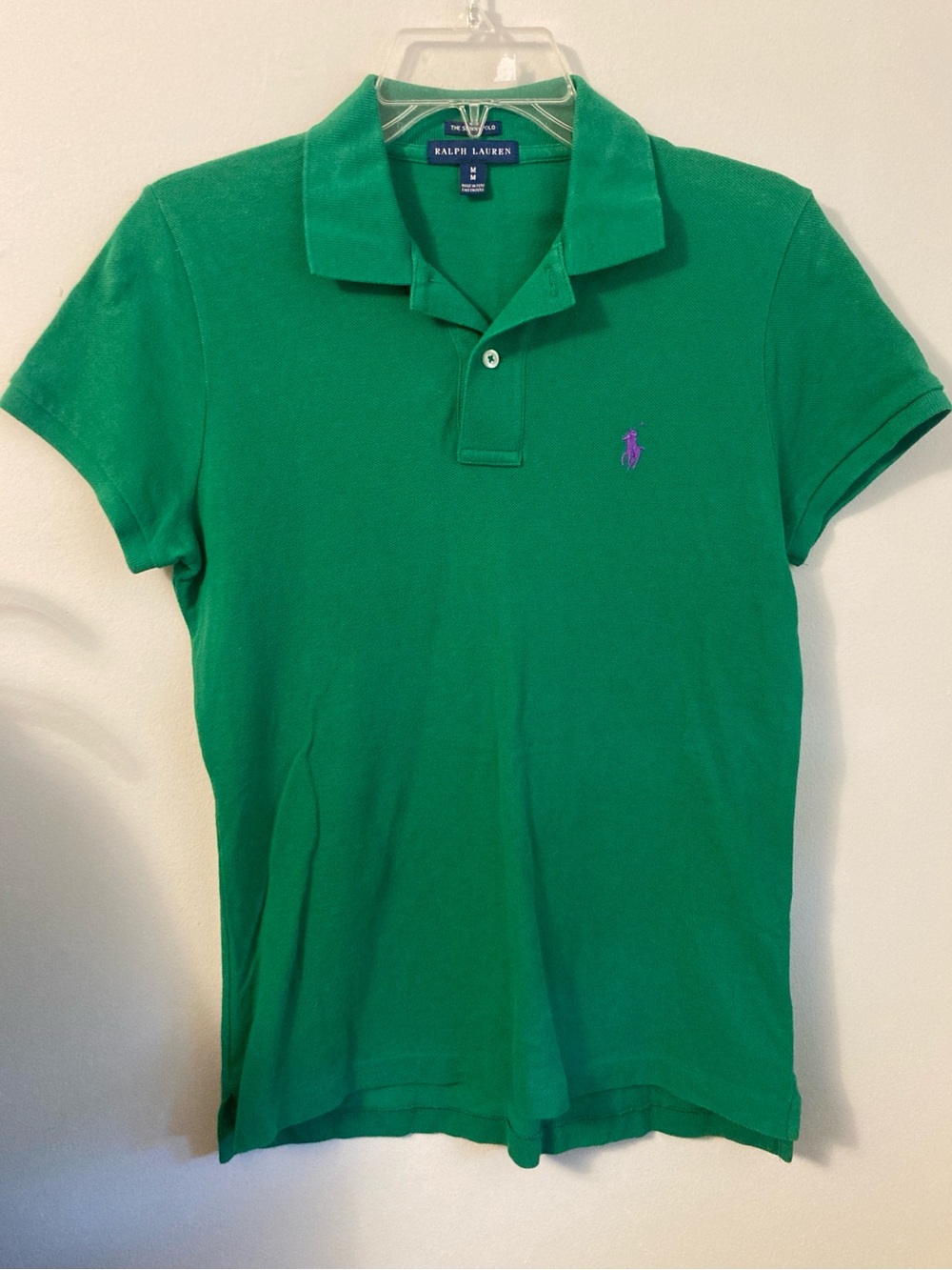 Ralph Lauren The Skinny Polo Shirt Top Size Medium Emerald Green Short Sleeve
